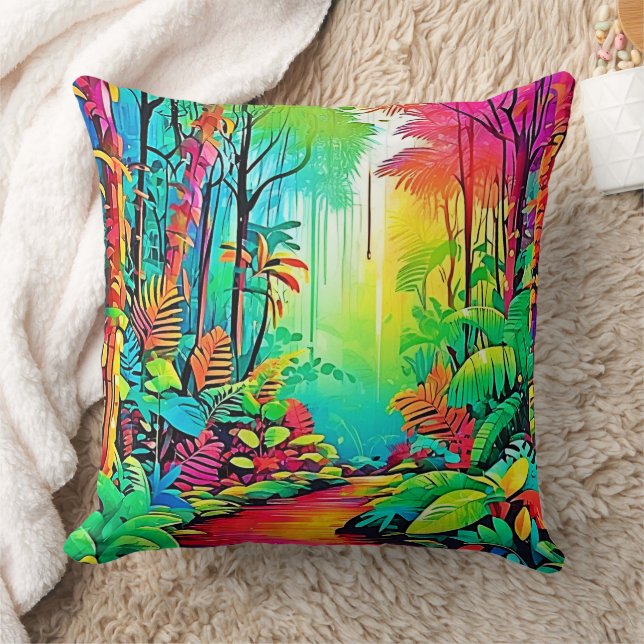 Rainbow Jungle: Vivid Dream Kudde (Filt)