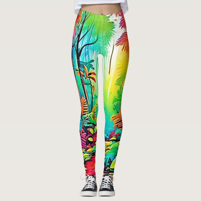 Rainbow Jungle: Vivid Dream Leggings (Framsida)