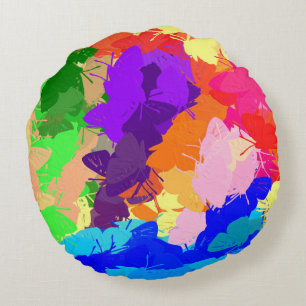Rainbow Kaleidoscope Butterflies Rund Kudde