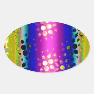 Rainbow Kaleidoscope Doted Bursts Mönster Ovalt Klistermärke