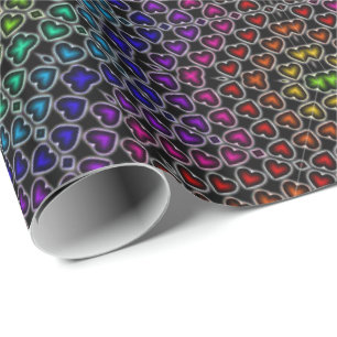 Rainbow Kaleidoscope Hearts Mönster Wrapping Pappe Presentpapper