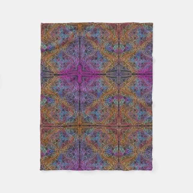 Rainbow Kaleidoscope Mandala Fleecefilt (Framsidan)