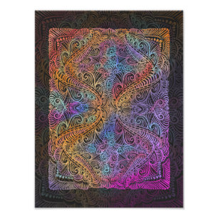 Rainbow Kaleidoscope Mandala Fototryck