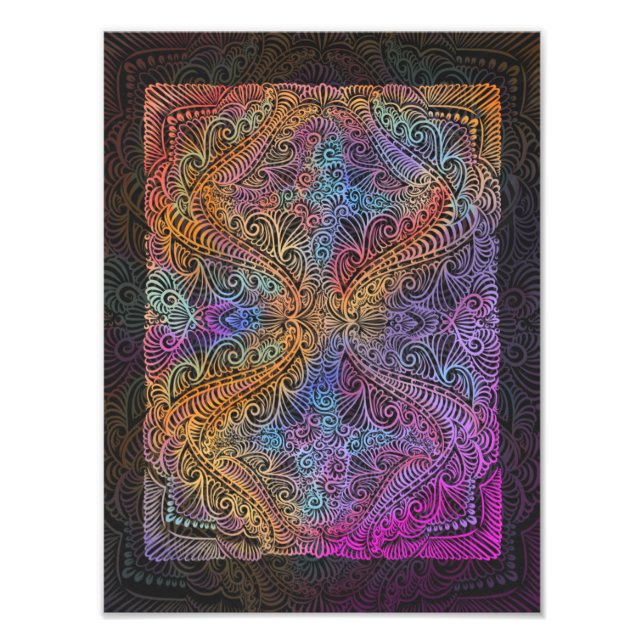 Rainbow Kaleidoscope Mandala Fototryck (Framsidan)