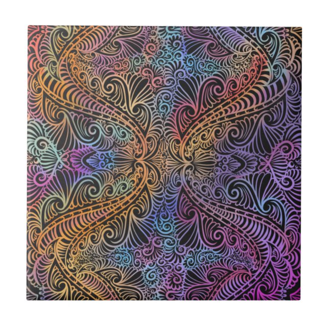 Rainbow Kaleidoscope Mandala Kakelplatta (Framsidan)