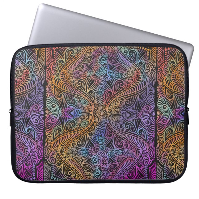 Rainbow Kaleidoscope Mandala Laptop Sleeve (Framsidan)