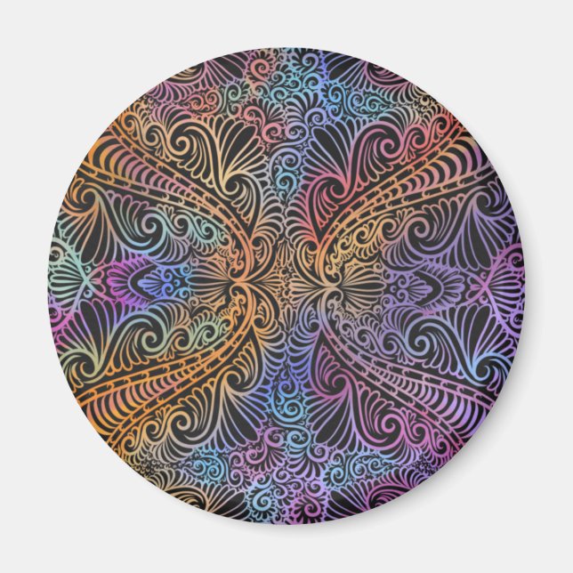 Rainbow Kaleidoscope Mandala Magnet (Framsidan)