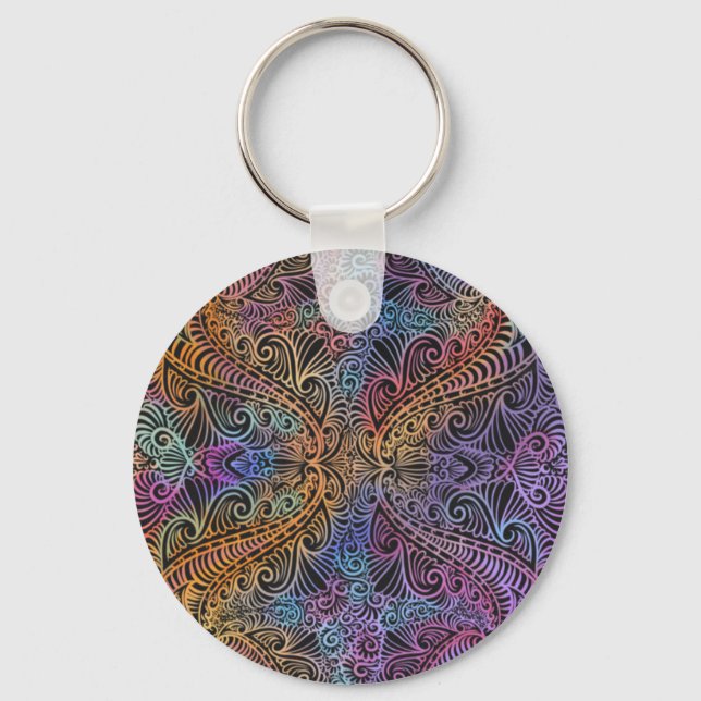 Rainbow Kaleidoscope Mandala Nyckelring (Framsida)