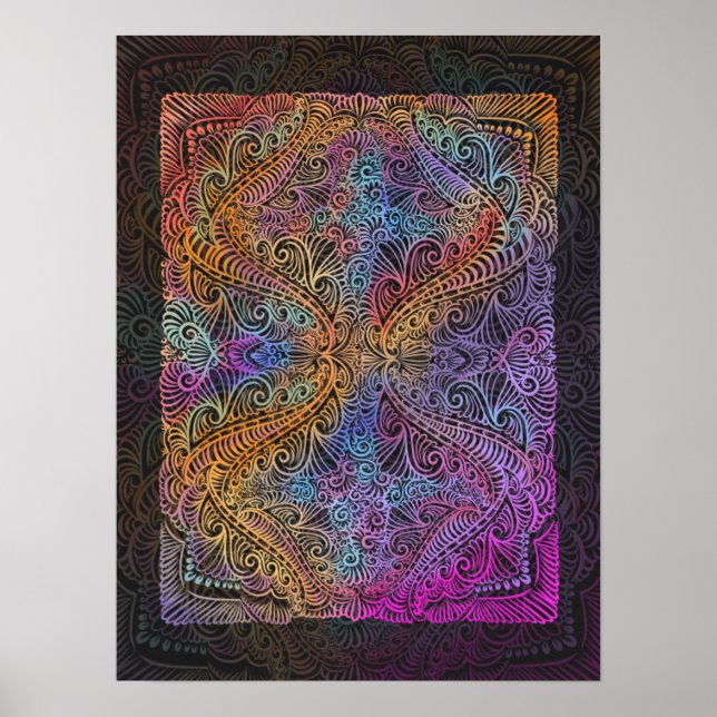 Rainbow Kaleidoscope Mandala Poster (Framsidan)