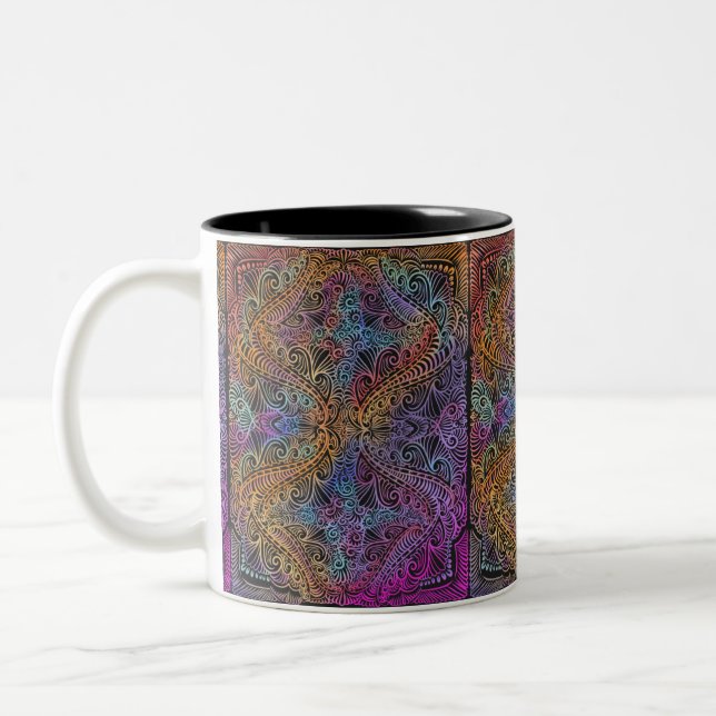Rainbow Kaleidoscope Mandala Två-Tonad Mugg (Vänster)