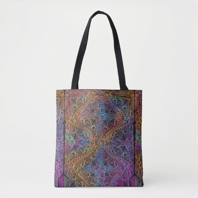 Rainbow Kaleidoscope Mandala Tygkasse (Framsida)
