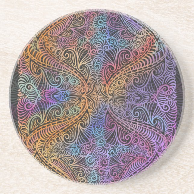 Rainbow Kaleidoscope Mandala Underlägg (Framsidan)