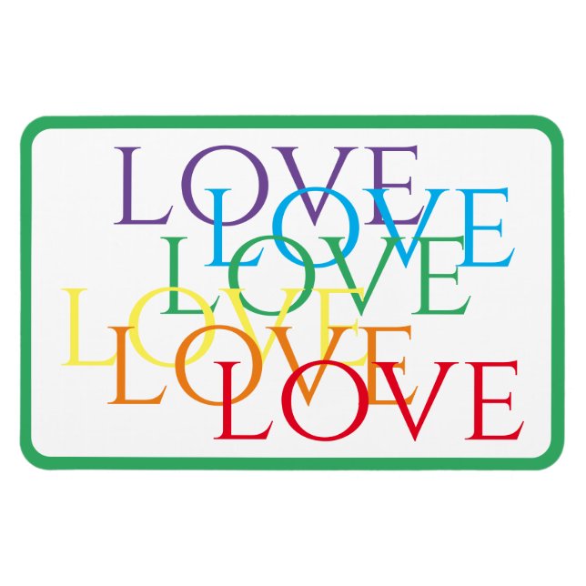 RAINBOW KÄRLEK 4 x 6 Flexibel magnet/Grönt Magnet (Horisontell)