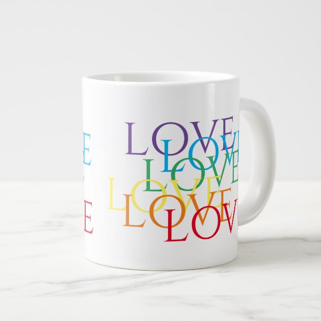 RAINBOW KÄRLEK Big White Mugg Jumbo Mugg (Framsida höger)