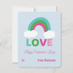 Rainbow Kärlek Childrens Classroom Valentine Julkort
