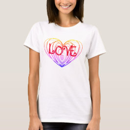 Rainbow Kärlek Dubbla Heart T Shirt