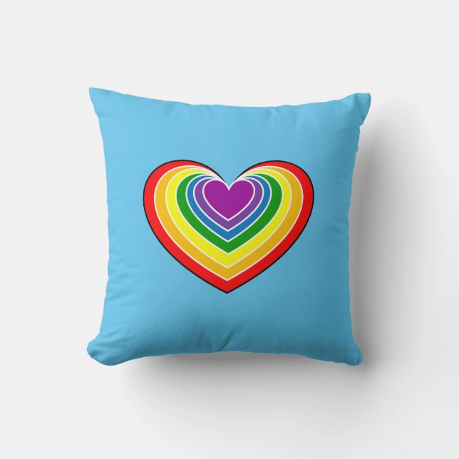 Rainbow Kärlek Heart Dekorativ kudde (Framsida)