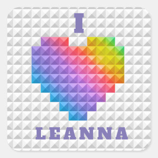 Rainbow Kärlek Heart Geometric Mönster Personlig Fyrkantigt Klistermärke