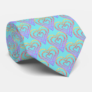 Rainbow Kärlek Heart Mönster over Light Teal Slips