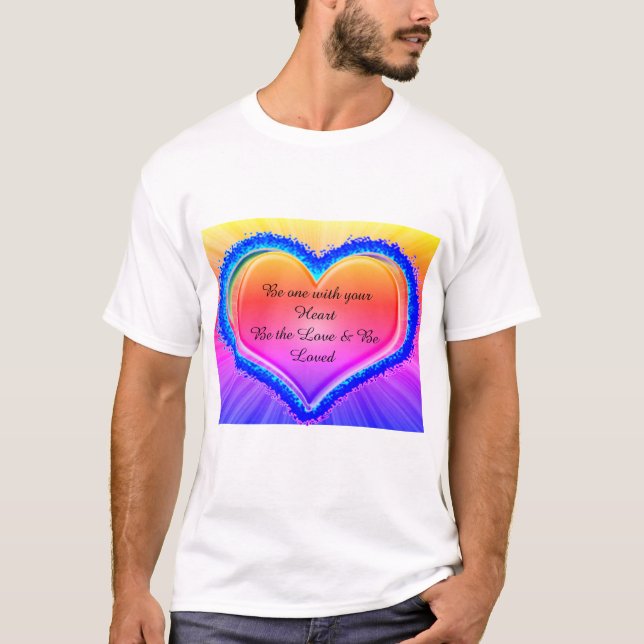 Rainbow Kärlek Heart T Shirt (Framsida)
