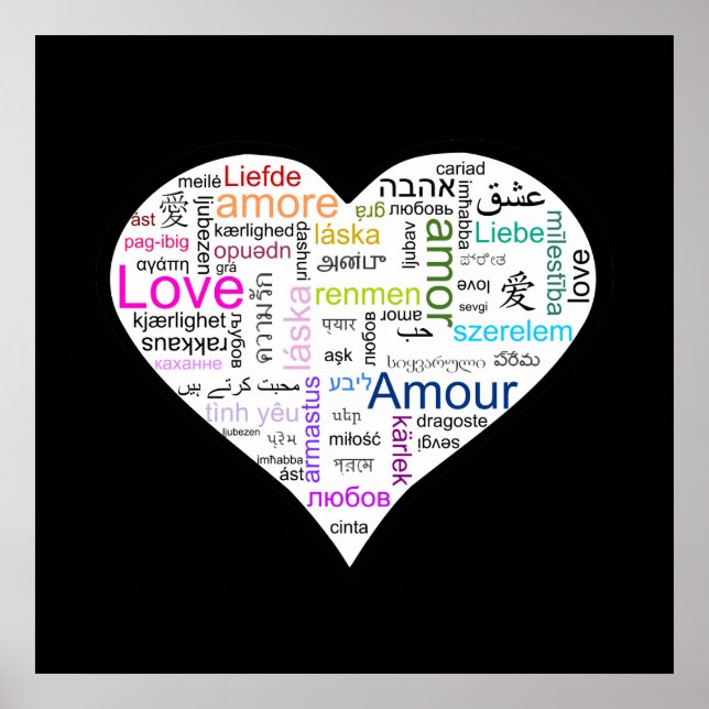 Rainbow Kärlek Heart Typografi Poster (Framsidan)