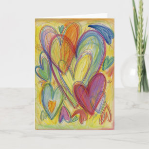 Rainbow Kärlek Hearts Anpassningsbar Art Greeting Helgkort