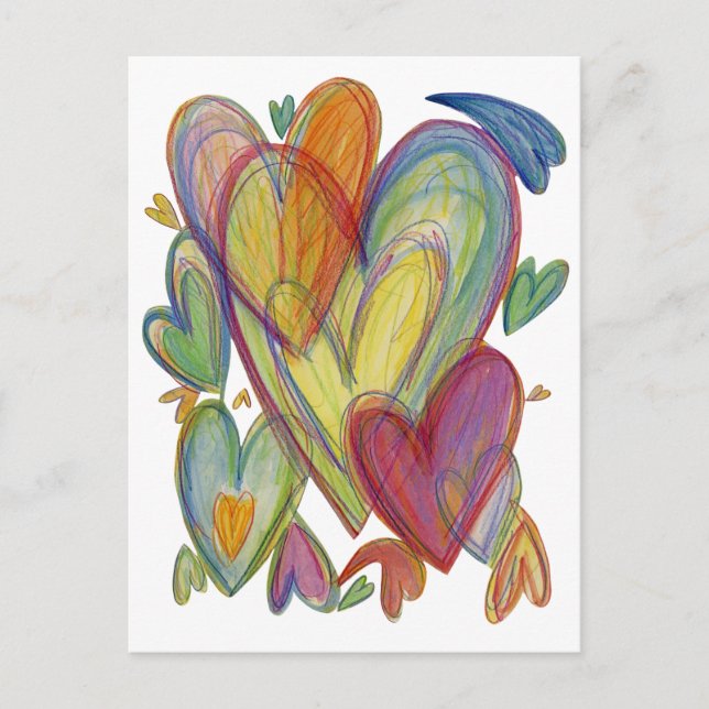 Rainbow Kärlek Hearts Anpassningsbar Art Notecards Vykort (Framsida)