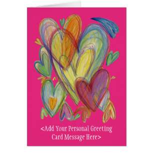 Rainbow Kärlek Hearts Art Greeting Card Hälsningskort