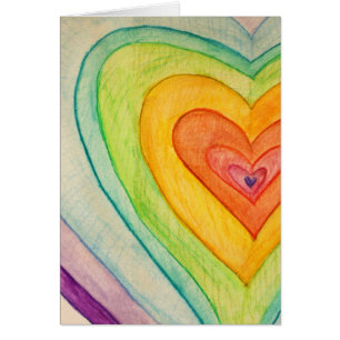 Rainbow Kärlek Hearts Art Greeting Cards Hälsningskort