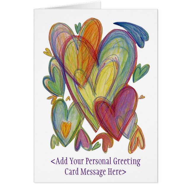 Rainbow Kärlek Hearts Art Greeting Cards Hälsningskort (Framsidan)