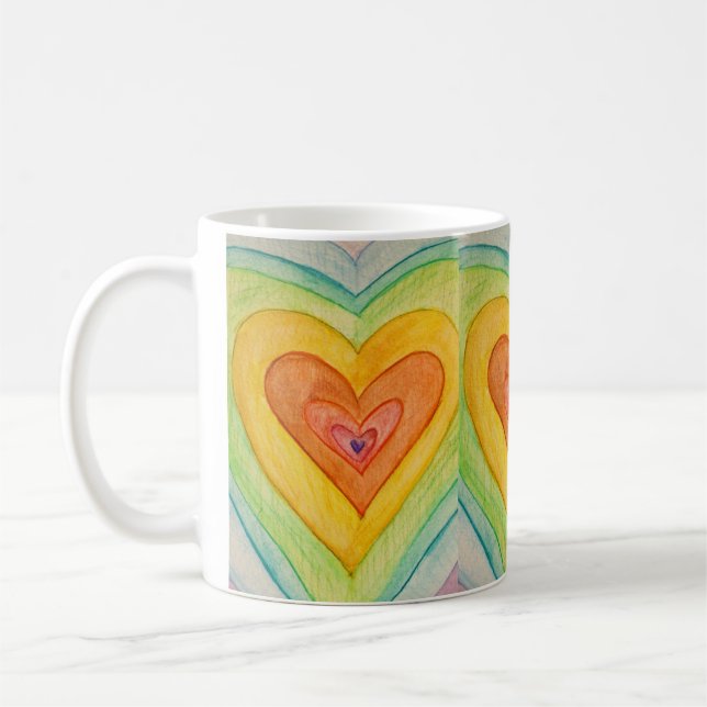 Rainbow Kärlek Hearts Art Kaffe koppar (Vänster)