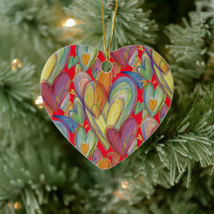 Rainbow Kärlek Hearts Helgdag Pendant Gift Ornamen Julgransprydnad Keramik