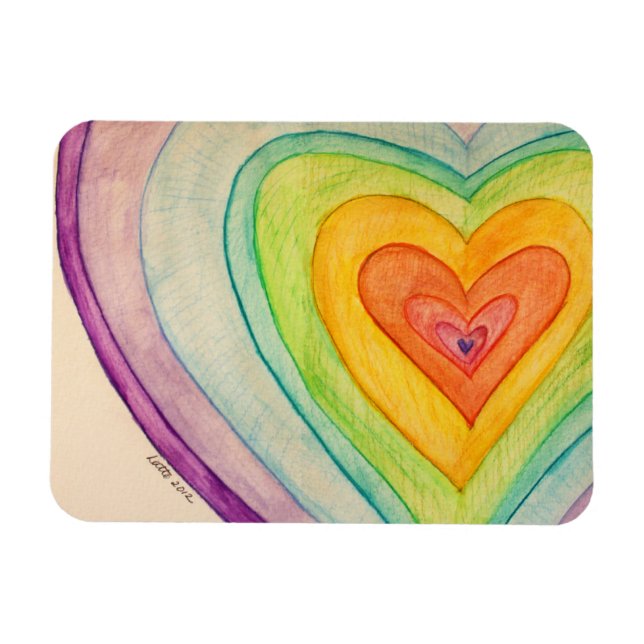 Rainbow Kärlek Hearts Inspirational Fridge Magnet (Horisontell)