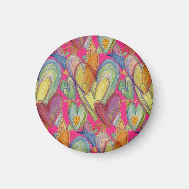Rainbow Kärlek Hearts Inspirational Fridge Magnet (Framsidan)