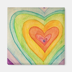 Rainbow Kärlek Hearts Inspirational Fridge Magnet