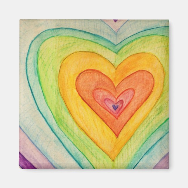 Rainbow Kärlek Hearts Inspirational Fridge Magnet (Framsidan)