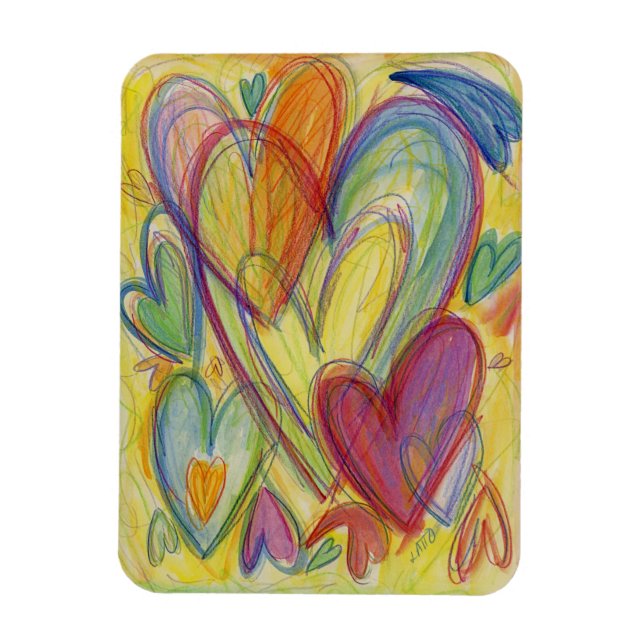 Rainbow Kärlek Hearts Inspirational Fridge Magnet (Vertikal)