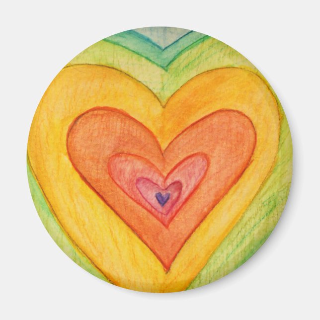 Rainbow Kärlek Hearts Inspirational Fridge Magnet (Framsidan)