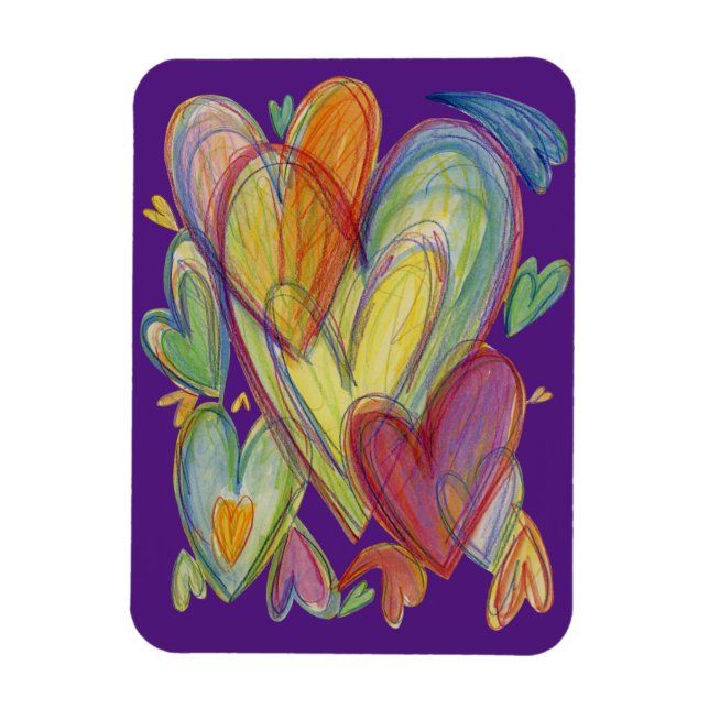 Rainbow Kärlek Hearts Inspirational Fridge Magnets Magnet (Vertikal)