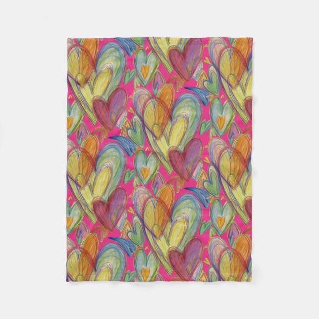Rainbow Kärlek Hearts Mysiga Throw Blanket Ull Fleecefilt (Framsidan)