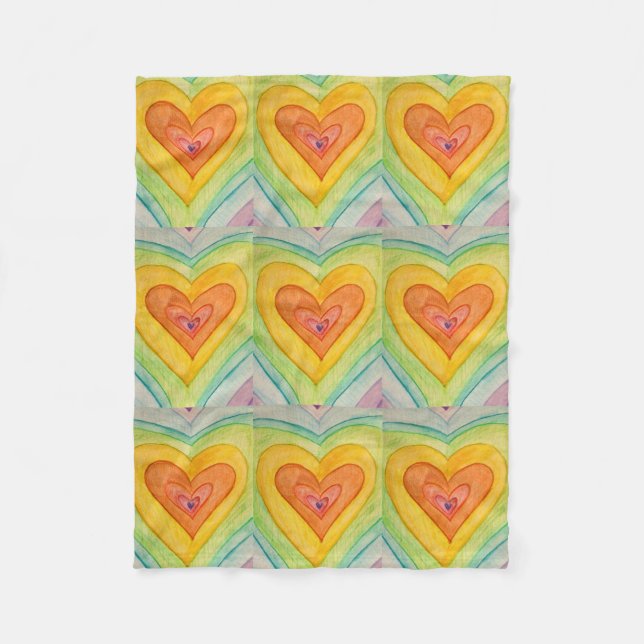 Rainbow Kärlek Hearts Mysiga Throw Blanket Ull Fleecefilt (Framsidan)