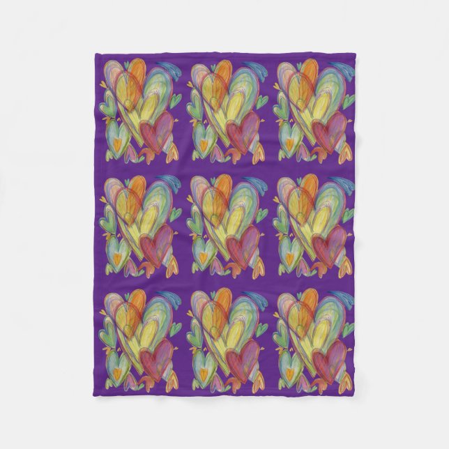 Rainbow Kärlek Hearts Mysiga Throw Blanket Ull Fleecefilt (Framsidan)