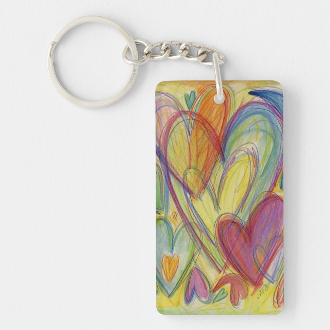 Rainbow Kärlek Hearts Ord Art Anpassningsbar Keych (Framsidan)