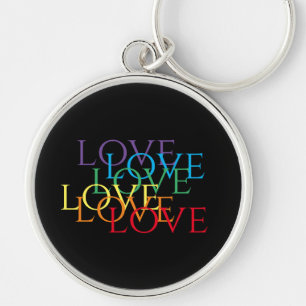 RAINBOW KÄRLEK II Premium Round Keychain Rund Silverfärgad Nyckelring