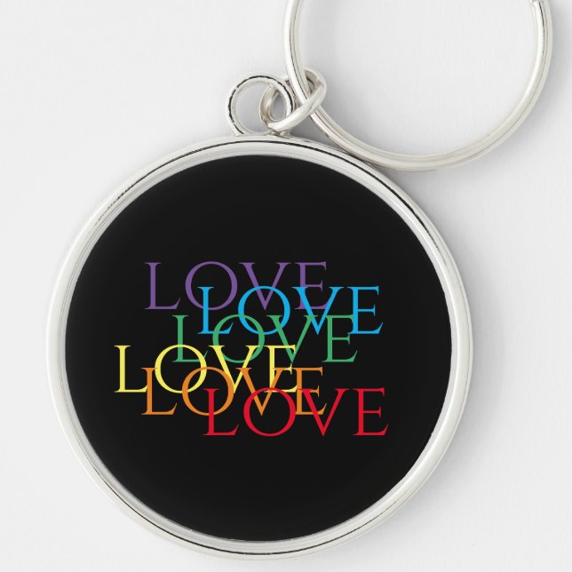 RAINBOW KÄRLEK II Premium Round Keychain Rund Silverfärgad Nyckelring (Framsidan)