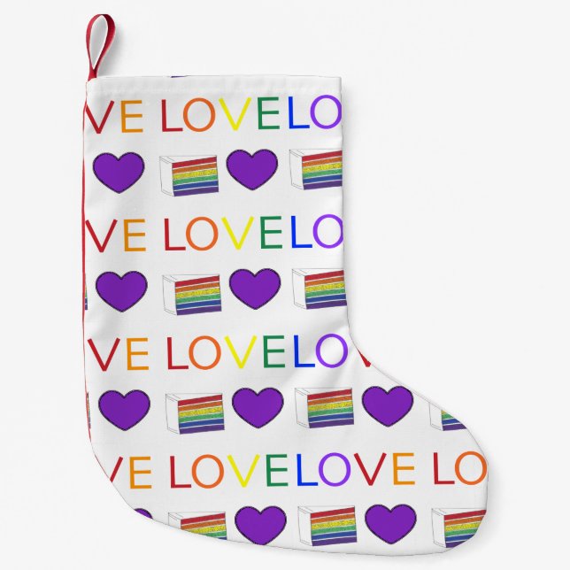 Rainbow Kärlek LGBT Pride Bröllop Cake Heart HGBTQ Liten Julstrumpa (Framsidan)
