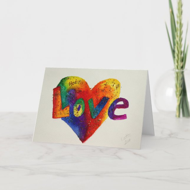 Rainbow Kärlek Ord Art Greeting Card eller Note Ca Kort (Framsida)