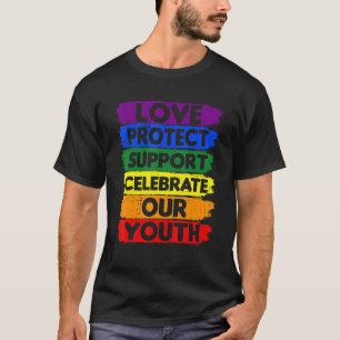 Rainbow Kärlek Protect Support Youth LGBTQ T Shirt