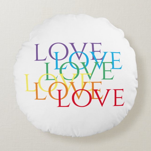 RAINBOW KÄRLEK Round Pillow Rund Kudde (Framsidan)
