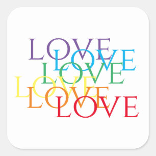RAINBOW KÄRLEK Stor Square Stickers Fyrkantigt Klistermärke